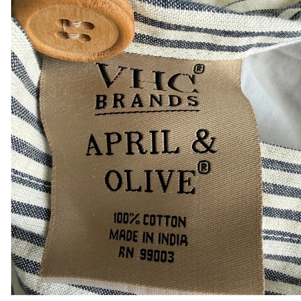 NWOT VHC Brands April & Olive Set of 2 Standard Pillow Shams Pinstripe Cottage‎